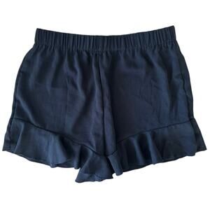 SHEIN Women's Ruffle Hem Comfy Shorts 100% Viscose Lightweight Size L Black